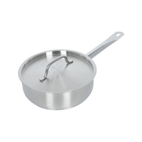 Casserole profonde à faible profondeur compatible induction, avec couvercle, en acier inoxydable, à poignée unique