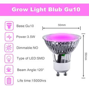 หลอดไฟ LED สำหรับปลูกต้นไม้ Antela GU10 3.5W สเปกตรัมเต็มรูปแบบ ปรับความสว่างได้ มุมลำแสง 20 องศา รับประกัน 2 ปี สำหรับการปลูกพืชในร่ม - Product Image 6