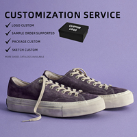 Chaussures de skate vulcanisées unisexes personnalisées avec logo, en daim violet, légères, rétro, à lacets, baskets décontractées