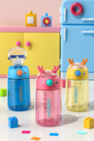 Bouteille d'eau réutilisable personnalisée de 430 ml en Tritan sans BPA, écologique, étanche et anti-fuite avec paille pour enfants et bébés, idéale pour l'extérieur