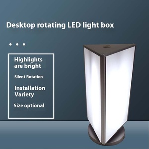 Hợp kim nhôm bền LED hiển thị lightbox dọc ba mặt xoay quảng cáo vỉ treo cài đặt máy tính để bàn - Product Image 5