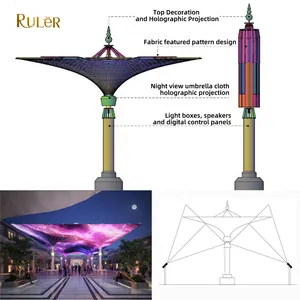 Led 스트립 빛 전기 접는 캐노피와 사용자 정의 크기 야외 정원 튤립 우산