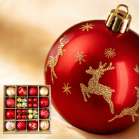 Ensemble de boules de Noël en PVC de 6 cm, 42/44 pièces, décorations suspendues pour arbre de Noël