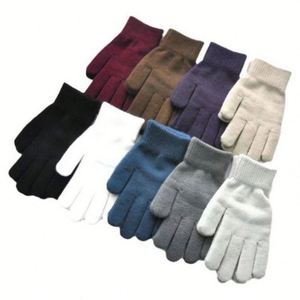 1Pair Winter Warm <b>Knitted</b> Full Finger <b>Gloves</b> Men Women Elastic Striped Acrylic/Cotton Ski Daily Thick Outdoor Cycling Driving - Product Image 2