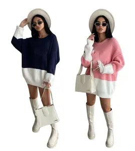 Suéter de marca de diseñador 2024 para mujer, ropa de otoño e invierno, jersey de lana, camisa tejida de manga larga con paneles