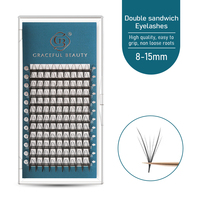 Haute qualité en gros tige courte C D Curl Extensions de cils lâche Premade Sandwich Double ventilateur cils amélioration des cils