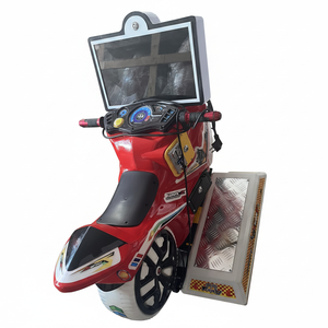FEZA Machine de jeu d'arcade de course de moto électrique rouge, à monnayeur, en acrylique, avec batterie rechargeable et éclairage clignotant en anglais - Product Image 2