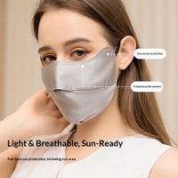 Masque en Soie de Mûrier Anti-UV pour Femme, Protection Solaire Estivale, Respirant, Ombre Protectrice, Voile Complet pour le Visage, à Fixation Auriculaire, pour Visage Carré