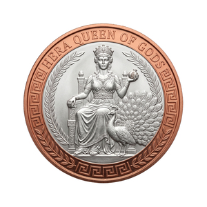 Moneda de desafío <span class=keywords><strong>Hera</strong></span> Queen de 1 oz, cobre puro .999, aspecto bimetálico, símbolo de protección Medusa, temática animal, arte con impresión UV, regalo - Product Image 2