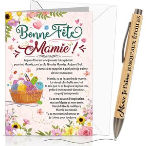 Cadeau original pour grand-mère, carte avec enveloppe, cadeau pour la fête des grand-mères, carte de vœux joyeuse, stylo à bille, grand-mère TAime, encre noire - Product Image 1