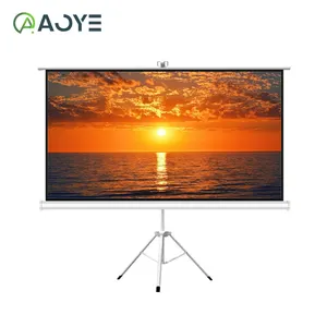 Floor Rising Projector Screen On Stand 120 Inch Home Theater Screen Projector Tripod Pull Down Locking Projection Screens