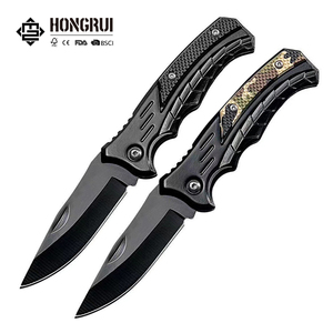 Hongrui đen lưỡi ngoài trời rừng sống sót EDC Dao Bỏ Túi đa mục đích gấp săn bắn dao thép cắm trại dao - Product Image 1