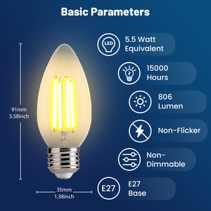 Usine Directement B11 E14 <span class=keywords><strong>E27</strong></span> <span class=keywords><strong>LED</strong></span> Bougie Ampoule 5.5W <span class=keywords><strong>806</strong></span> <span class=keywords><strong>Lumen</strong></span> Non-Dimmable pour Home Bar & Lustre Produit Certifié CE - Product Image 2