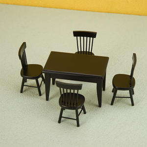 1:12 Échelle DIY Bois Maison De Poupée Décoration Mini Poche Noire Restaurant Scène avec Table et Bambou Soie Chaise Costume - Product Image 5