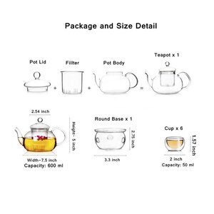 Handmade 600ml Borosilicate Glass Tea Pot Set <strong>Modern</strong> Design Eco-Friendly Drinkware Borosilicate Tea <strong>Kettle</strong> - Product Image 2
