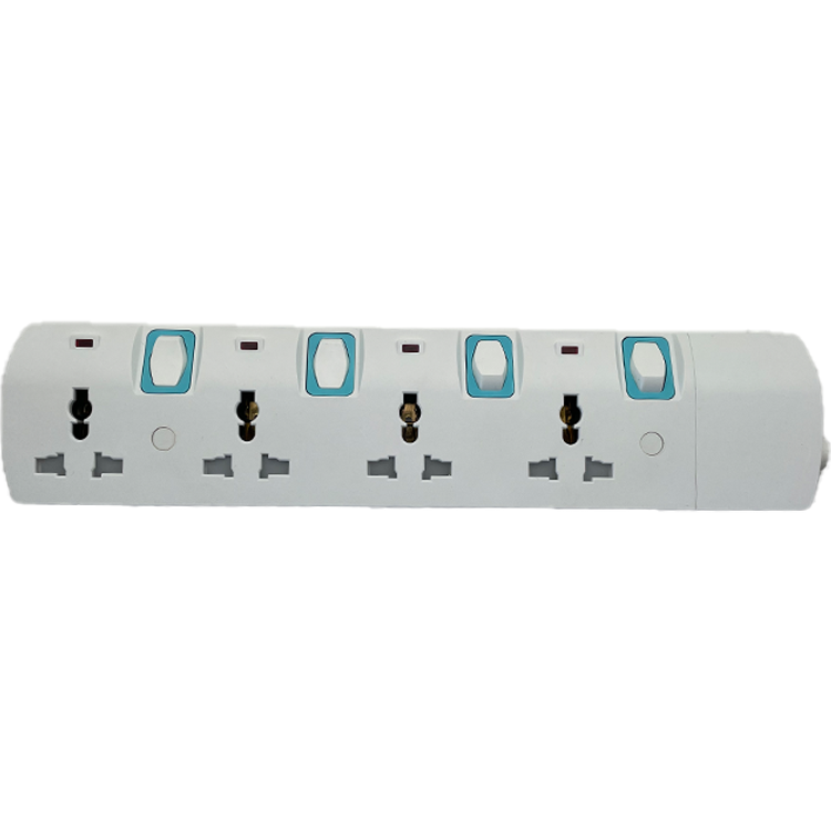 Fashion Design Multi-switch 4-Pin Universal Socket Travel 15A/16A Power Strip Surge Protector Extension Socket