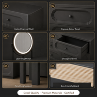 Meuble de toilette moderne en contreplaqué pour chambre à coucher, avec rangement intégré, design extensible, hauteur réglable, table de maquillage écologique pour bureau