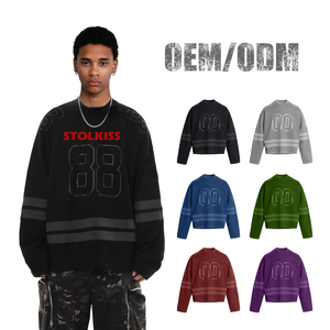 <span class=keywords><strong>Felpa</strong></span> Oversize con Collo Tondo in Cotone 100% Personalizzata all'Ingrosso per <span class=keywords><strong>Uomo</strong></span>, Maglietta a Maniche Lunghe Streetwear <span class=keywords><strong>Viola</strong></span> - Product Image 1