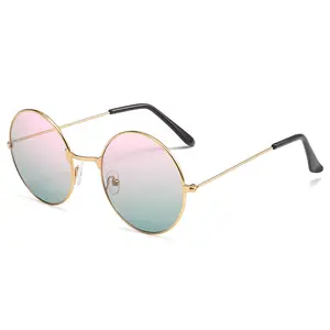 Precio barato logotipo personalizado moda tonos coloridos pequeño Metal redondo Retro Unisex 2024 gafas de sol