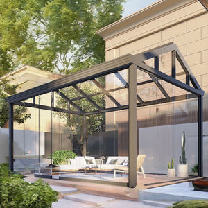 Usine professionnelle petit cadre en aluminium parasols serre à Double vitrage avec moulage de toit en triangle matériau en verre trempé - Product Image 1
