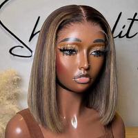 Pelucas de Cabello Humano Bob SDD Highlight 5x5 HD Lace, Cabello Vietnamita Super Double Drawn, Pre-Cortado, Listo para Usar, Sin Pegamento, 10 Pulgadas