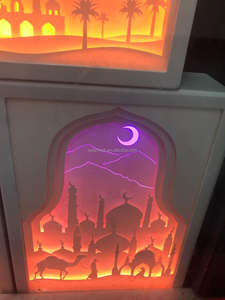 3D 아름다운 빛과 그림자 더블 컬러 종이 조각 램프 3AA + USB 두 전원 공급 장치 모드 장식 램프 조명 공예 이슬람 - Product Image 5