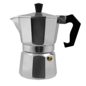 Set di Moka in alluminio classico 3 tazze di lusso italiano caffettiera portatile con coperchio in legno in vetro e ceramica in metallo - Product Image 1