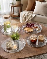 Plateau de service transparent, plateau rond en plastique pour table basse, plateau à parfums, organisateur multi-usages pour la maison