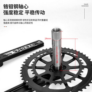 Manivelle de vélo à double disque RACEWORK pour vélos de <span class=keywords><strong>route</strong></span> et pliants, petite manivelle creuse en tissu, 34/50 170mm, modèle Chrysanthème - Product Image 6
