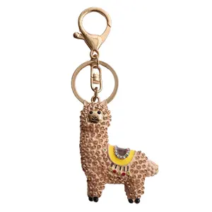 New Animal Series Alloy Crystal Niedliches Ölgemälde Anhänger kawaii Metall Schlüssel anhänger Alpaka Form Schlüssel bund Für Anhänger Zubehör