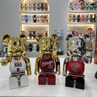 Vente en gros de figurines Bearbrick 400% Jordans Bulls 23 en ABS, modèle de jouet en forme d'ours, cadeau pour enfants