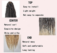 Treccine all'uncinetto in feltro ombré da 24 pollici, 200g, con due nappe, stile Hip Hop, per uso quotidiano e multi-scenario, extension per capelli