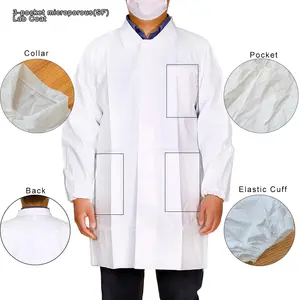 Blouse de médecin jetable en tissu de protection imperméable et respirant, blouse de laboratoire jetable médicale non tissée bon marché