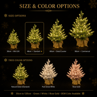 Mini Árbol de Navidad de PE de 48 cm con Luces LED Blanco Cálido, 8 Modos, USB, Tamaño y Color Personalizables, Base con Caja de Regalo, para Hoteles, Empresas, OEM, Venta al por Mayor, CE