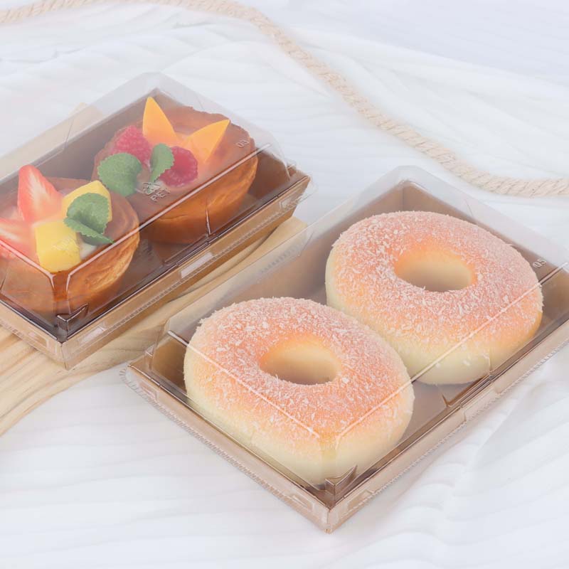 Disposable Dessert Cake Kraft Paper Sandwich Takeaway Box Square Fruit Bakery Snack Paper Tray Boxes For Food Packing