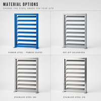 Grille d'aération en acier bleu à lamelles réglables, cadre métallique soudé, registre de ventilation CVC pour armoire industrielle et rack