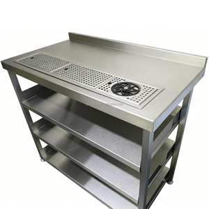 Mesa de Servicio de Bebidas de 4 Niveles con Tabla de Drenaje y Enjuagador de Vasos, Mostrador Comercial para Bebidas para Cafetería o Bar de Té con Leche - Product Image 3