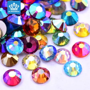 Blinginbox-diamantes de imitación nail Art, diamantes de imitación sin fijación por calor, espalda plana, para decoraciones, al por mayor
