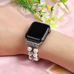 Bracelets de montre en perles de verre à double rangée, charme tendance, pour femmes et filles, bracelets de montre en perles pour <span class=keywords><strong>Apple</strong></span> IWatch, 38/40/<span class=keywords><strong>41</strong></span>/42/44/<span class=keywords><strong>45</strong></span> <span class=keywords><strong>mm</strong></span> - Product Image 5