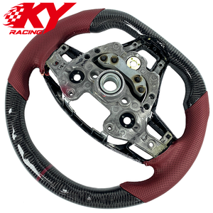 Volante deportivo personalizado estilo carreras, de fibra de carbono, cuero rojo, con LED e indicador de RPM, compatible con Hyundai Sonata de 9ª generación. - Product Image 3