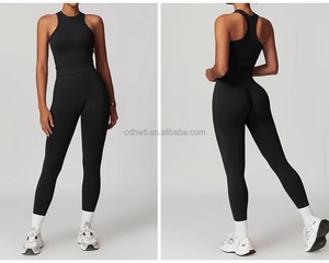 Conjunto de Yoga sin Costuras para <span class=keywords><strong>Mujer</strong></span>, Sujetador Deportivo, Camiseta sin Mangas, Leggings de Cintura Alta, Pantalones Cortos de Ciclismo, Chaqueta con Cierre, Ropa Deportiva para Entrenamiento - Product Image 5
