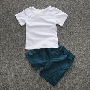 Camiseta y Pantalones Cortos Blancos para Niños, 100% Algodón, Tela Cómoda, de China - Product Image 3