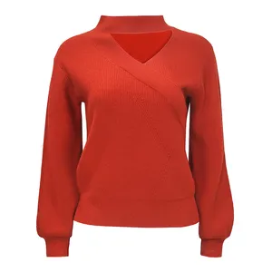 Wholesale 100% Wool Cashmere sweater Women Knitted Sweater Pullovers Crop Round sexy tight Sweater