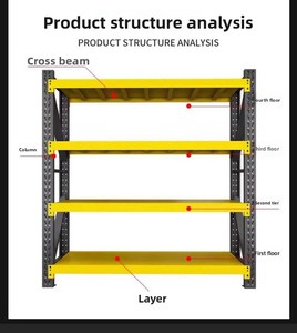 Boltless Adjustable Heavy Duty Load-Bearing 500kg/Layer 4-Layer Steel <strong>Storage</strong> Shelf Warehouse Industrial Stack <strong>Storage</strong> <strong>Racking</strong> - Product Image 3