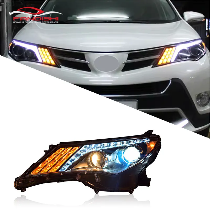 อัพเกรดMustangสไตล์LEDไฟหน้าไฟหน้าสําหรับToyota RAV4 RAV-4 RAV 4 2013-2016 หัวโคมไฟหัวชุดปลั๊กและPlay