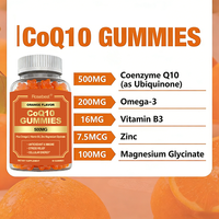 Complément alimentaire en gommes certifié GMP, marque privée OEM, végétalien, 500 mg de coenzyme Q10 et de vitamine B3, pour stimuler l'énergie cellulaire et la protection antioxydante