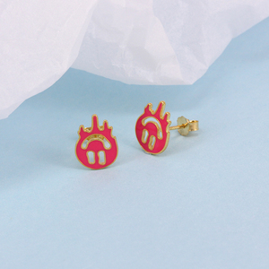 ROXI Boucles d'oreilles clous miniatures mignonnes en forme d'ananas, crème glacée, fromage, pizza, pour femme, en zircon - Product Image 6