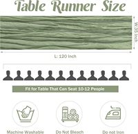Chemin de Table en Gaze Vert Sauge 10 Pi Épais Rustique, Nappe Bohème 120 Pouces pour Mariage Nuptial