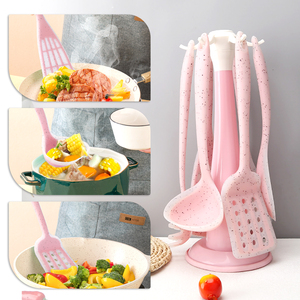 Juego de utensilios de cocina antiadherentes con soporte giratorio, juego de utensilios de silicona con mango de silicona - Product Image 2