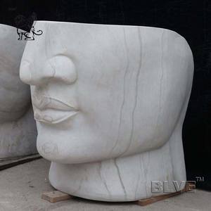 BLVE arte moderno abstracto creativo jardín decoración tallada a mano piedra Natural granito mármol cara humana silla para Parque - Product Image 2